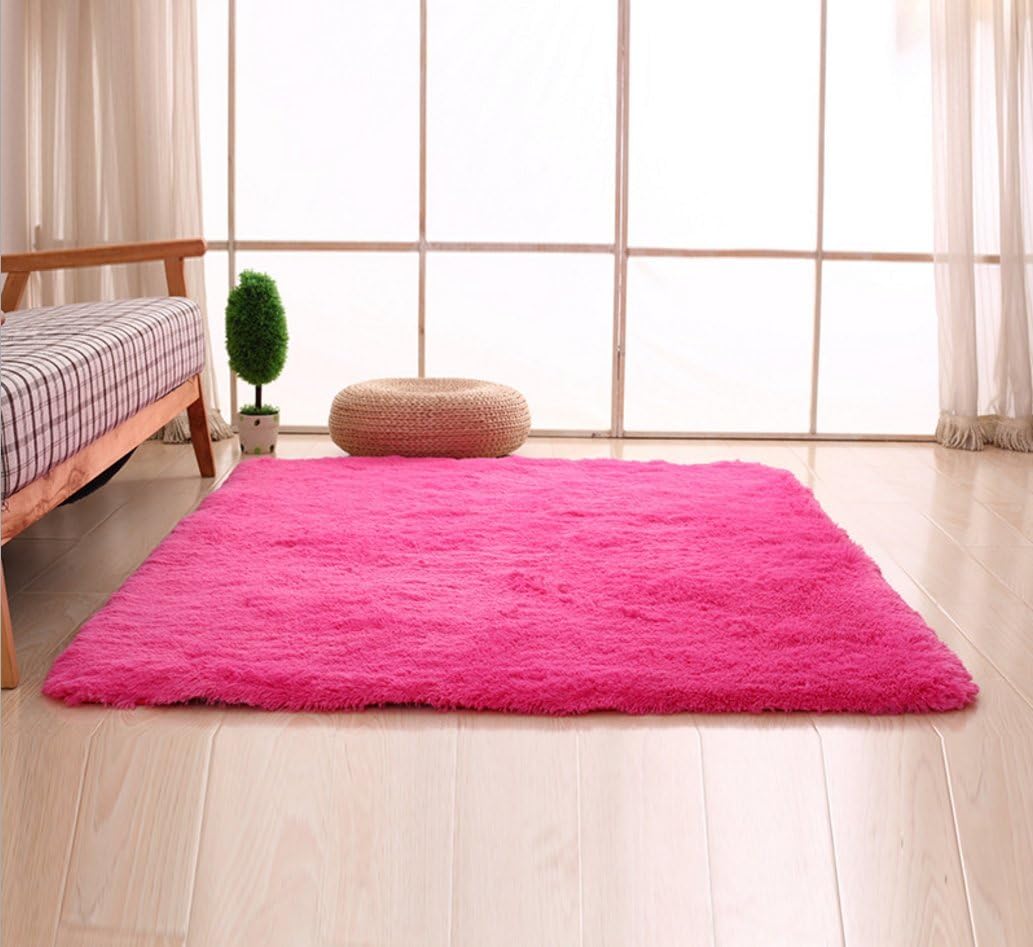 Bnxbb Ultra Soft 4Cm Thick Indoor Fluffy Thick Indoor Area Rug for Home Decor Living Room Bedroom Kitchen Dormitory Rectangle,Size:24 x 47 Inch (60Cm X 120Cm) Hot Pink