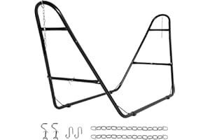 UEAKPIC Duble Heavy Duty Steel Hammock Stand Only, 550 Pound Capacity, Portable, Easy Assembly, Adjustable for Indoor, Yard, Caping, or Outdoor, Patio(Black)
