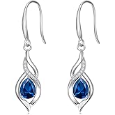 HPQQ Birthstone Earrings for Women 925 Sterling Silver Infinity Love Jewelry Anniversary Birthday Gifts for Her Mom Wife Girlfriend