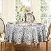 ColorBird Scroll Damask Jacquard Tablecloth Polyester Fabric Water Resistant Spillproof Table Cover for Kitchen Dinning Wedding Banquet Party Tabletop Use (Round, 70 Inch, Silver Gray)
