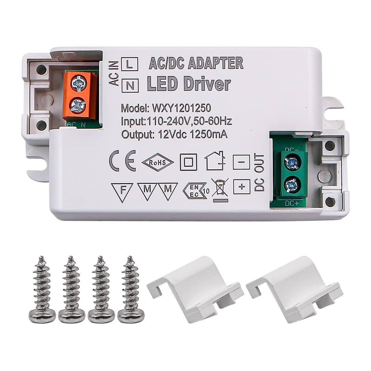 Namvo 12V LED Driver 15W 1.25A Constant Voltage Driver Adapter Low Voltage Transformers for DIY Light Strips LED Bulbs and Ring Doorbell