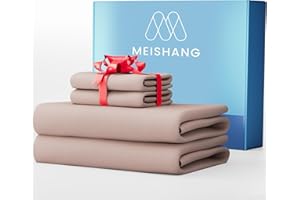 MEISHANG 1000 Thread Count Cotton Sheets King Size - 100% Egyptian Cotton, Sateen Weave, Soft & Breathable, Oeko-Tex Certified, 16" Deep Pockets - 4 Piece (King, Dusty Pink)