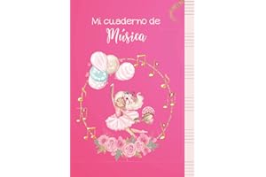Cuaderno de musica pentagrama para niños: Libreta A4 de musica pautada con 6 pentagramas grandes por página, pauta ancha, para composicion y notación ... infantil, 100 paginas. Rosa (Spanish Edition)