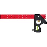 Combination Square 12 Inch, Precision Woodworking Square with Support Lip | Multi Purpose Measuring Tool for layout works, Reversible Lock Bolt, Spirit Level, Self Standing, positive stops every inch