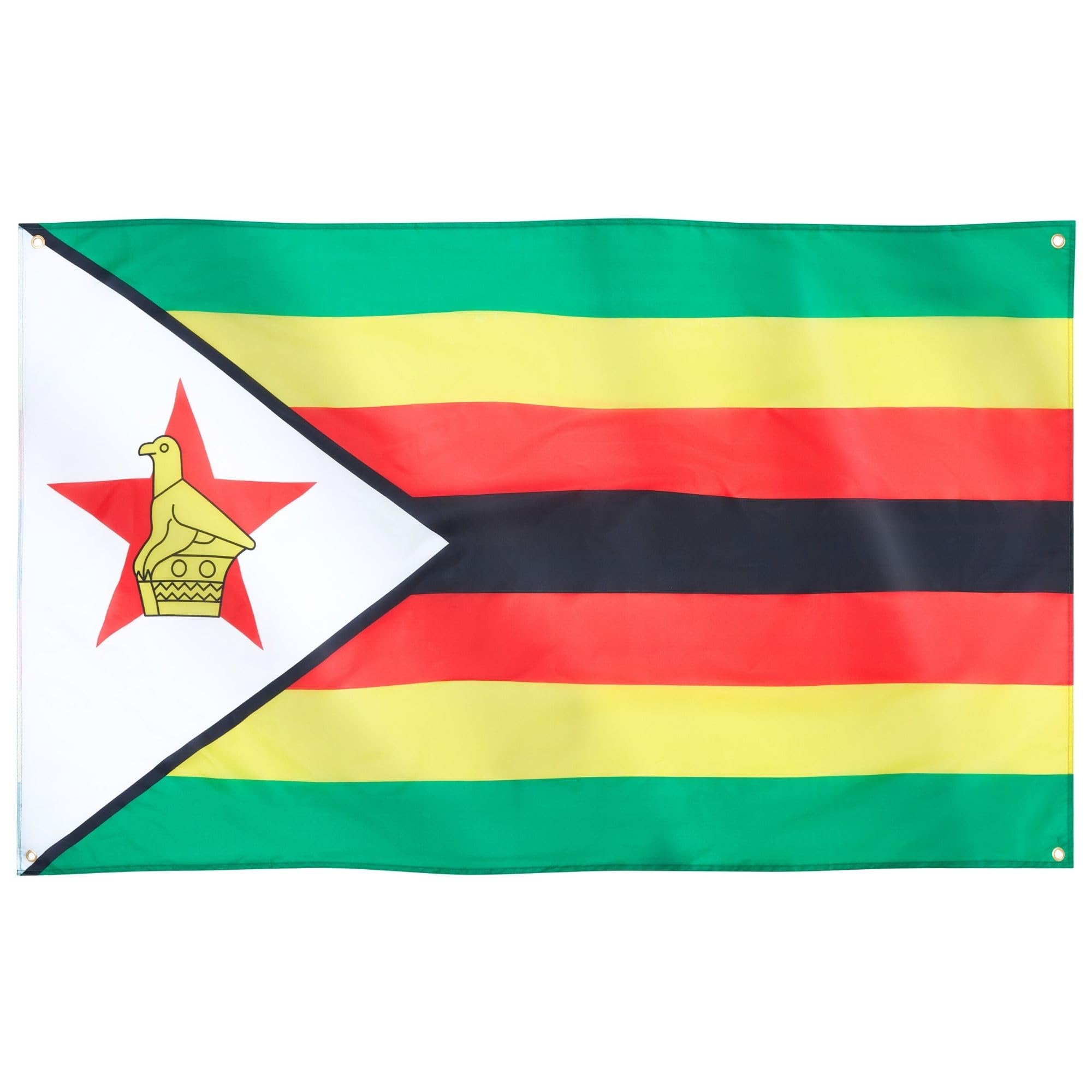 Runesol Zimbabwe Flag, 91x152cm, 3ft x 5ft, 4 Grommets, Zimbabwe Unity Day, Eyelet In Every Corner, Premium Flag, Inside, Outside, Vivid Colours, Workers Day — image 1