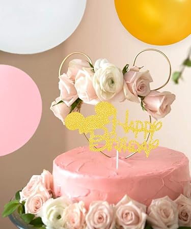 Jollyboom Decorations De Fete Sur Le Theme Minnie Rose Et Or Fans De Papier Minnie Glitter Cake Topper Cupcake Toppers 1er 2e 2e Anniversaire Fournitures Guirlandes Cotillons Et Confettis Decorations Et Accessoires