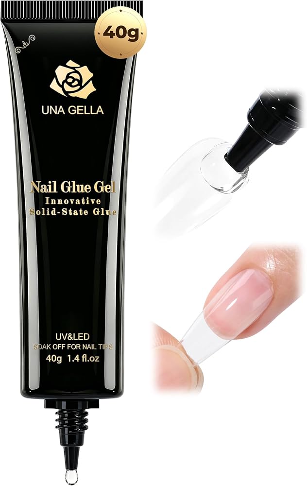 UNA GELLA Gel Nail Glue, Solid Nails Gl ue Gel 40g Lamp Curing Needed Soak Off G LUE Strong Nail G LUE G el for Acrylic Fake