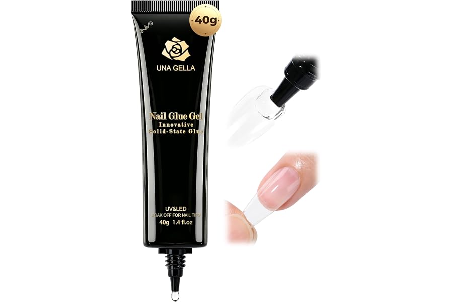 UNA GELLA Gel Nail Glue, Solid Nails Gl ue Gel 40g Lamp Curing Needed Soak Off G LUE Strong Nail G LUE G el for Acrylic Fake 
