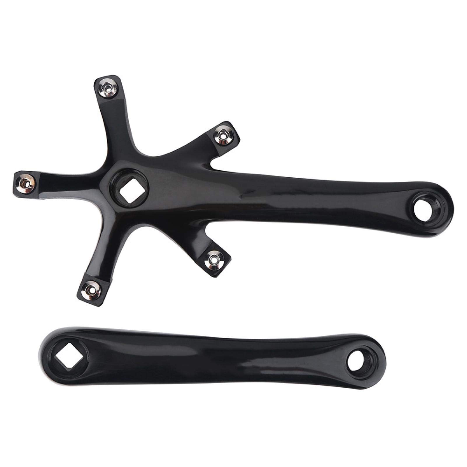 Bike Crank Arms, 1 Pair Universal 170Mm Bicycle Aluminium Alloy Single Crankset Mtb 5-Claws Crank Arm Set Bicycle Repair Parts Bcd 130Mm For Mountain Bike Road Bike(Black)