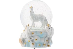 Elanze Designs White Unicorn Friends 100MM Sturdy Wind Up Musical Glitter Water Snow Globe Tabletop Dresser Nightstand Figurine Decoration Plays Tune You are My Sunshine