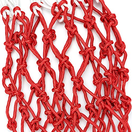Suncity Basketball Nets Replacement Heavy Duty Basketball Hoop Net Outdoor&Indoor 12 Loops 2 Pack Red White - Thumbnail 3