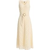 Anne Klein Women's Petite Sleeveless Crochet Belted Dress