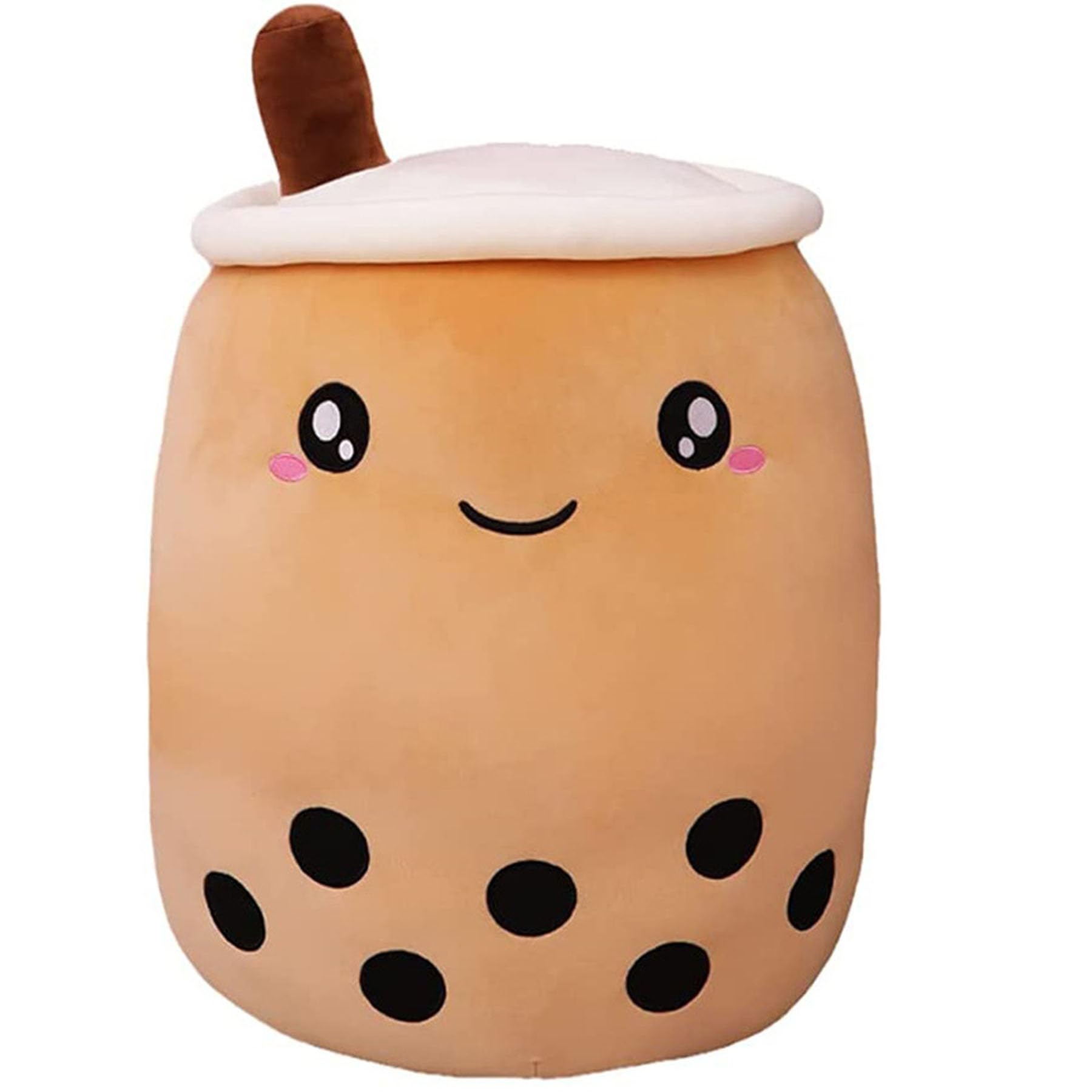 BAIYSFFG Cute Cartoon Boba Milk Tea Soft Plush Doll, Giant Boba Bubble Plushie Stuffed Tea Cup Pillow Gift Toys(Brown,25CM) (Brown-24cm)