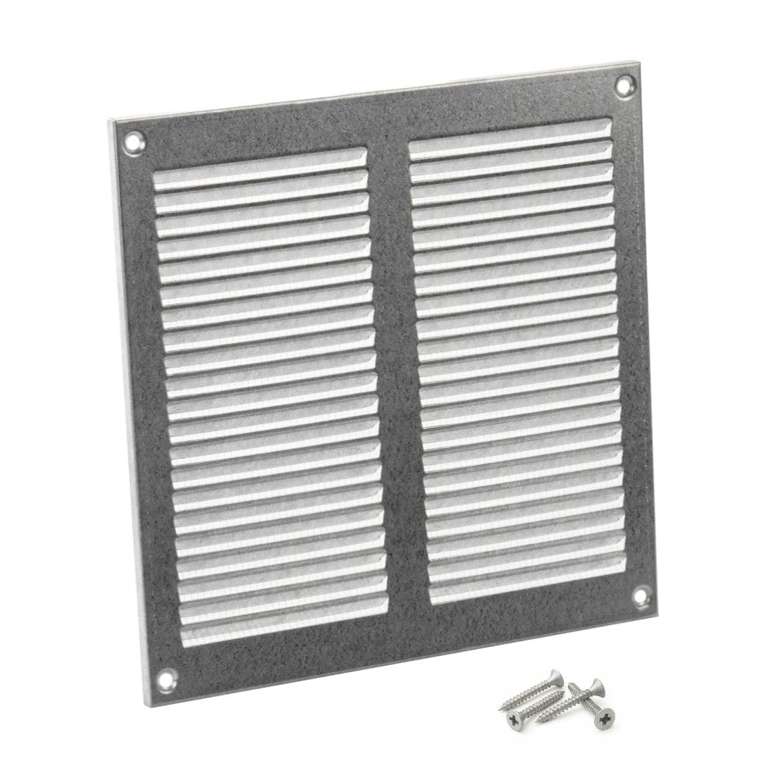 Steinberg14 Galvanised Steel 200x200mm Air Vent Cover with Insect Mesh - 8x8 inch Ventilation Grille - Air Vent Register for Walls and Ceilings - Ventilation Cover for Outdoor and Indoor