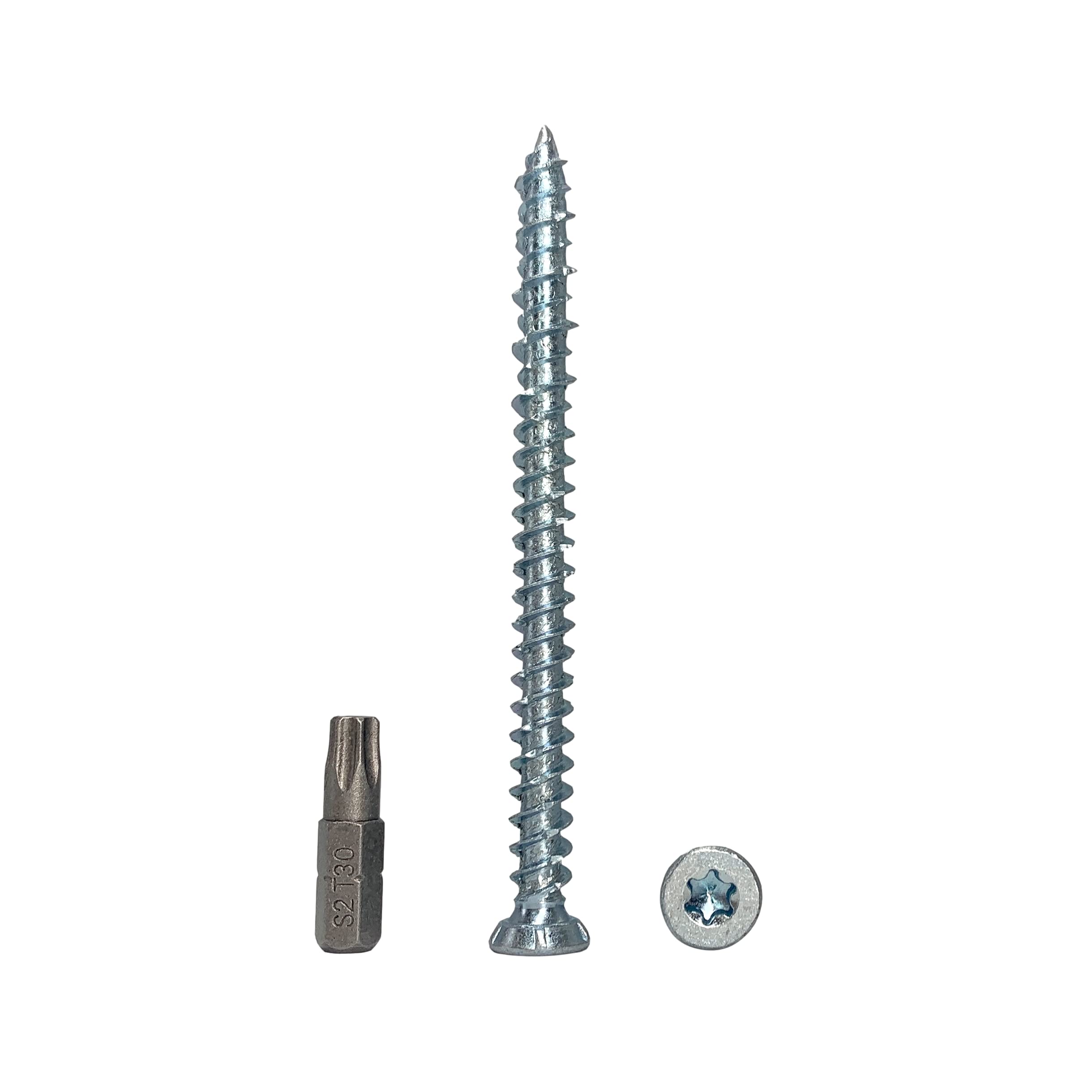 (Pack of 40 pcs) Zinc Plated Steel 7.5 x 92 mm Concrete Frame Screws, Wood Screws, Torx Head, Masonry Screw, Flat Head (40, 7.5 x 92 mm)