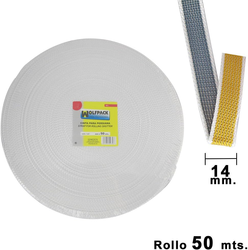 Wolfpack 5250555 Cinta Persiana 14 mm. Rollo 50m, Bicolor: Amazon.es: Hogar