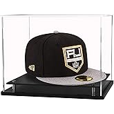 WANLIAN Clear Hat Display Case,Self-Assembly Acrylic Baseball Cap Holder Stand with Stainless Steel Risers, Perfect for Sports Caps & Mini Helmets (Assembly Required)