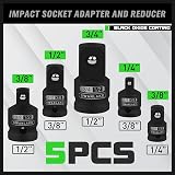 SWANLAKE 5-Piece Impact Adapter Reducer Set Cr-V 1/4" 3/8" 1/2" 3/4" Drive view 2