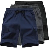HONCAN Boys Pull on Cargo Shorts, Outdoor Kids Quick Dry Hiking Shorts