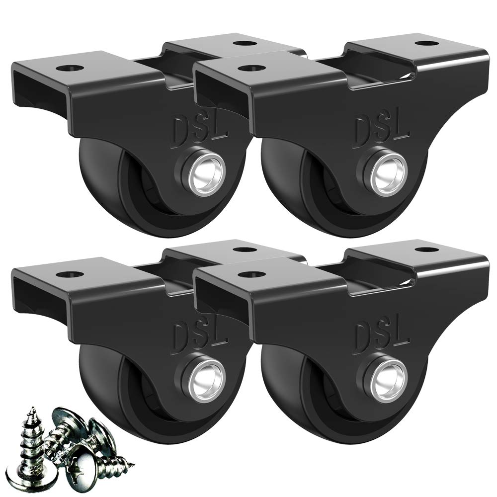 DSL Small Fixed Castor Wheels Trolley – 25mm Heavy Duty Caster Wheels Set of 4 – Rubbered Wheels for Furniture - Black up to 60KG +Free Fitting Castors for Furniture