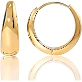 Caralon Small Gold & Silver Huggie Hoops for Women:Rectangle,Paperclip,Teardrop,U-Shape,Horseshoe, Square,Trapezoid,Oval⨯ Designs,Champagne&White Gold Plated Pave CZ,Hypoallergenic Daily Earrings