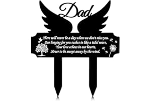 Dreamtop Memorial Stakes for Dad Cemetery Grave Decoration Grave Markers Stake Metal Waterproof Memorial Plaque Decorations Sympathy Garden Stake Decorations for Cemetery Outdoors Yard (Dad)