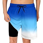 Cozople Boys Swim Trunks Compression Liner Swim Shorts Quick Dry Bathing Suit with Boxer Brief Swimwear 2-20T