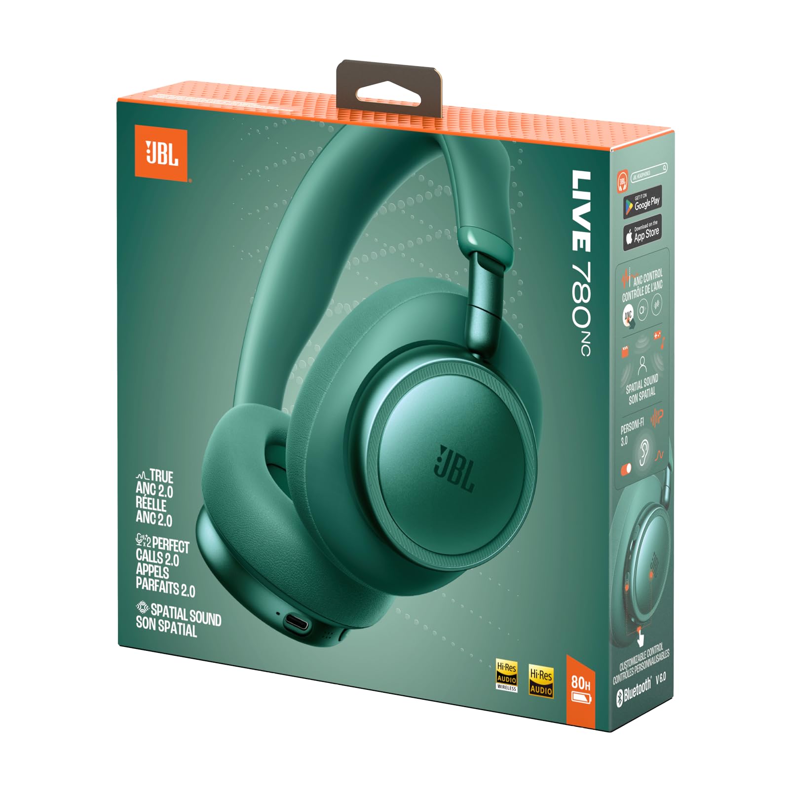 JBL Live 780NC Kabellose Over‑Ear‑Kopfhörer mit Adaptivem Noise Cancelling, Spatial Sound, Sprachsteuerung und JBL Pure Bass, Grün 8