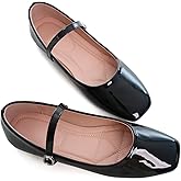 TN TANGNEST Women's Ballet Flats Fashion Mary Jane Flats Shoes for Women Cute Square Toe Slip on Dress Flats Black 44(10.5) 2