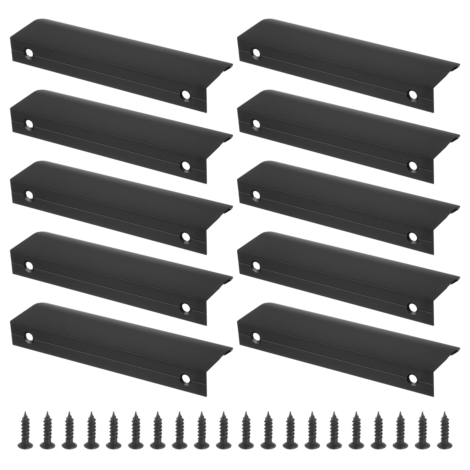 PATIKIL Mount Finger Edge Pull, 10 Pack 120mm/4.72" Aluminum Alloy Concealed Handle Cabinet Edge Pulls with Screws for Home Kitchen Furniture Door Drawer, Black