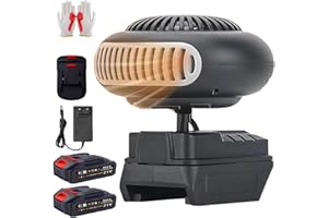 TKPTIY Battery Powered Heater, Portable Car Heater Fan Window Defroster with Battery Charger for Car Office Indoor Camping Under Desk, 360 Flip Anti-Tilt, Long Lasting Heating