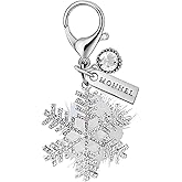MONNEL MC696 Little Crystal Snowflake with Pompom Lobster Clasp 3D Charm for Women with Velvet Bag (White,1 Piece)