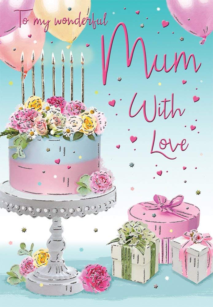 Piccadilly Greetings Birthday Card Mum - 9 x 6 inches - Regal Publishing,beige|red|green|silver