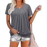 ZOLUCKY Womens Casual Short Sleeve Tunic Tops Scoop Neck T Shirts Summer Loose Fit Tunics