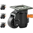 VEVOR Leveling Casters, Set of 4, 2200 lbs Total Load Capacity, 2 inches, Heavy Duty with Upgraded Handle Design, 360 Degree Swivel Caster Wheels, Adjustable Casters with Feet for Workbench, Machine