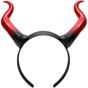 TRDDYYY Devil Horns Headband - Red Black Gradient Devil Horns Headband Halloween Gothic Costume Headband Cosplay Party Fancy