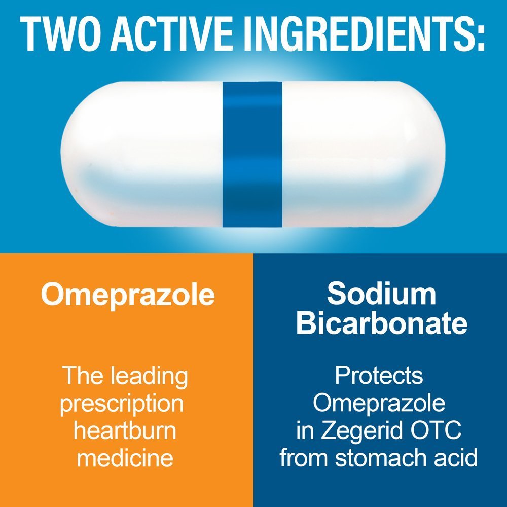 Zegerid OTC Heartburn Relief, 24 Hour Stomach Acid Reducer Proton Pump