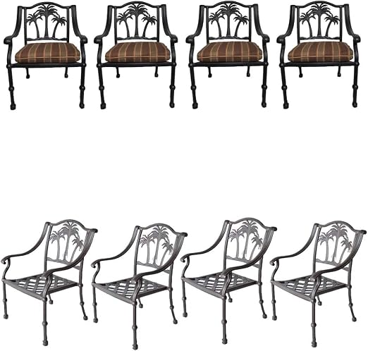 Amazon Com Patio Dining Chairs Set Of 8 Palm Tree Cast Aluminum Outdoor Furniture Desert Antique Bronze Kitchen Dining