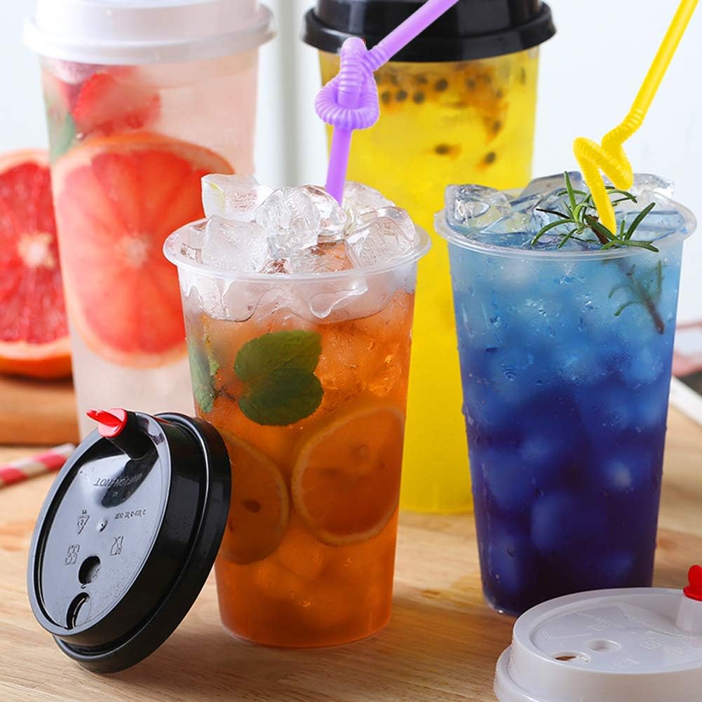 HANSGO Disposable Colorful Drinking Straws, 100PCS 7 Colors Flexible Straws,13inch Extra Long Straws Party Decorations: Kitchen & Dining