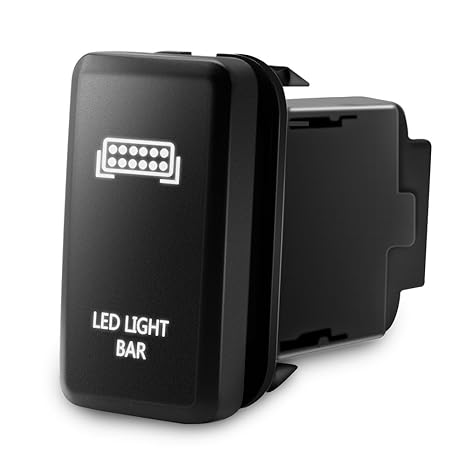 Mictuning Backlit Led Light Bar Symbol Push Button With Wiring Kit On Off Switch For Toyota White Surface Size 1 54 X 0 83