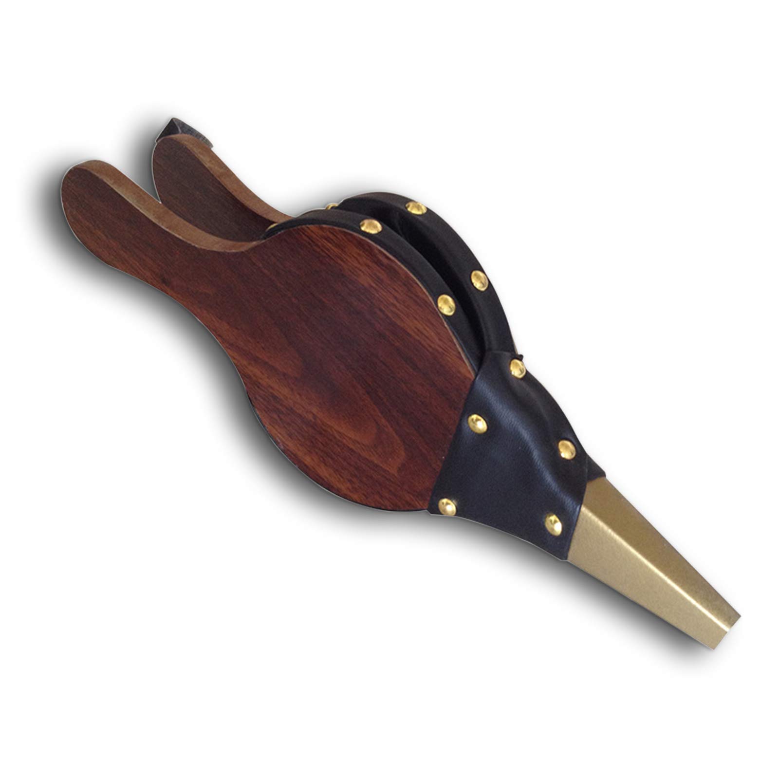 PETIT MANON Fireplace Bellows 12" x 5" Wooden fire-Resistant Bellows with Hanging and Casting nozzles, Suitable for Outdoor Camping Barbecue Chimney Manual Bellows Tool Accessories (1 pc, Brown)