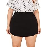 WDIRARA Women's Plus Size High Waist Button Side Skort Casual Skirt Shorts