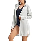 Rdruko Women's Swimsuit Cover Ups, UPF50+ Long Sleeve Beach Vacation Bathing Suit SPF Zip Hooded Shirts Lightweight Quick Dry