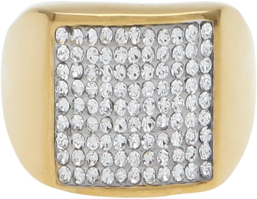 HongBoom Hot Hip Hop Rings 18K Gold Plated CZ Crystal Fully Iced-Out Shine Ring