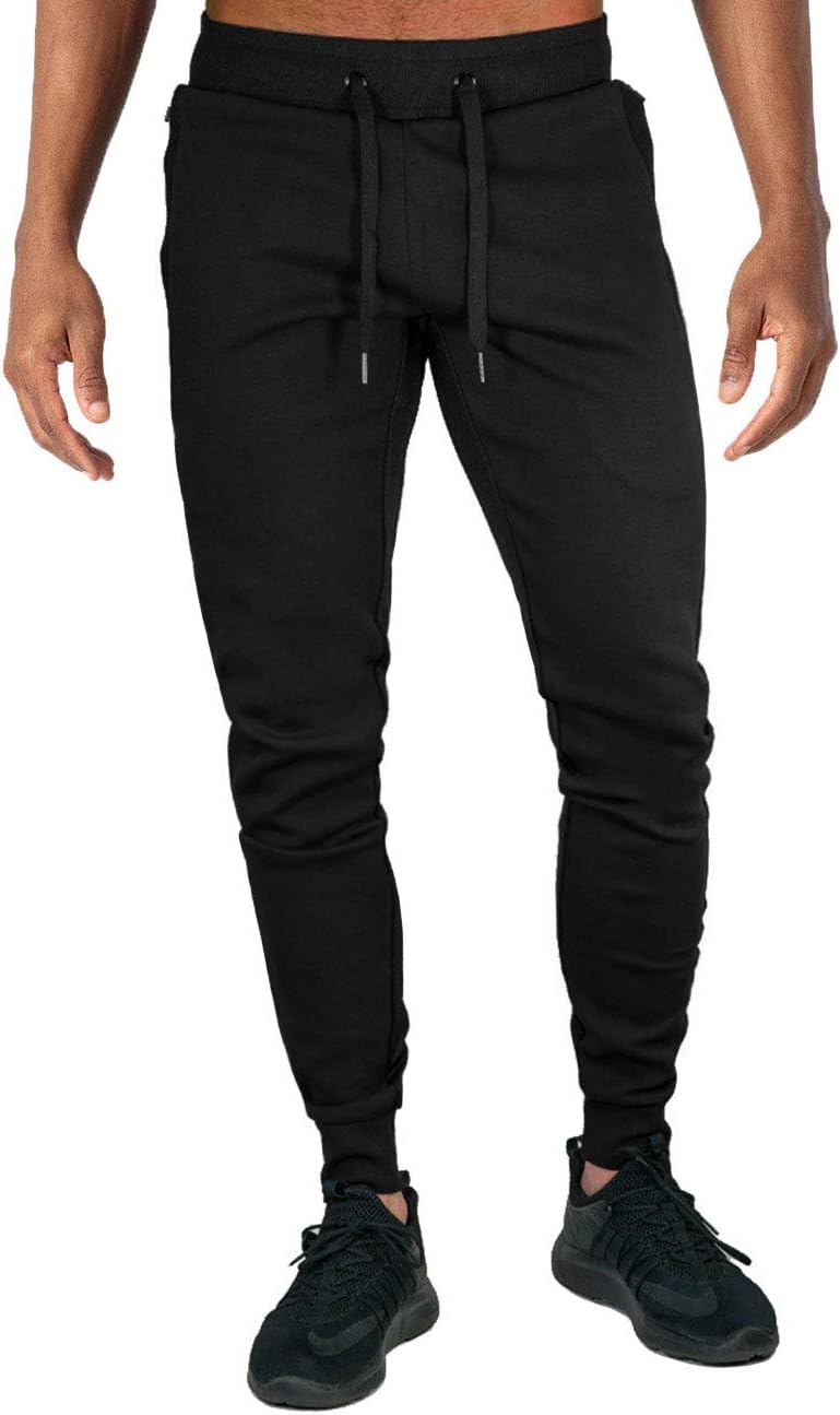 TOTNMC Men's Running Pants Elastic Waist Atheletic Pants for Men Casual Slim Pants with Zipper Pockets