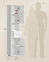 VASAGLE Tall Bathroom Cabinet White BBC560P31 Slim Storage 30x30x170 cm view 2