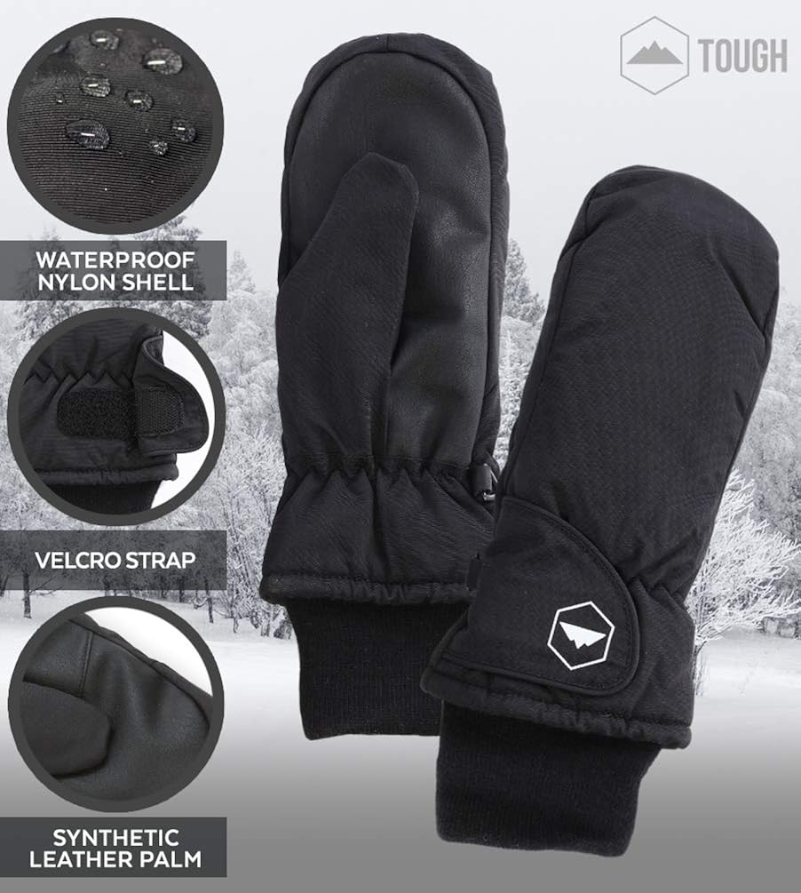 Kids Winter Mittens - Toddler Snow & Ski Mittens for Boys & Girls - Waterproof Children & Youth Mitts Gloves: Clothing