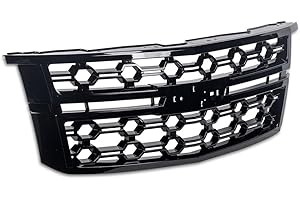 Armordillo Custom Style Front Grille|Compatible With 2015-2020 Chevy Tahoe/Suburban|8741689|Piano Black|Front Hood Bumper Gri