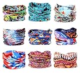 KINGREE 9PCS Headbands, Outdoor Multifunctional Headwear, Sports Magic Scarf, High Elastic Headband with UV Resistance, Athletic Headwrap, Mens Sweatband, Womens Hairband