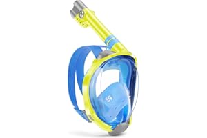 W WSTOO Kids Full Face Snorkel Mask with Latest Dry Top Safe Breathing System,Fold 180 Degree Panoramic View Snorkeling Gear,Anti-Fog Anti-Leak with Camera Mount